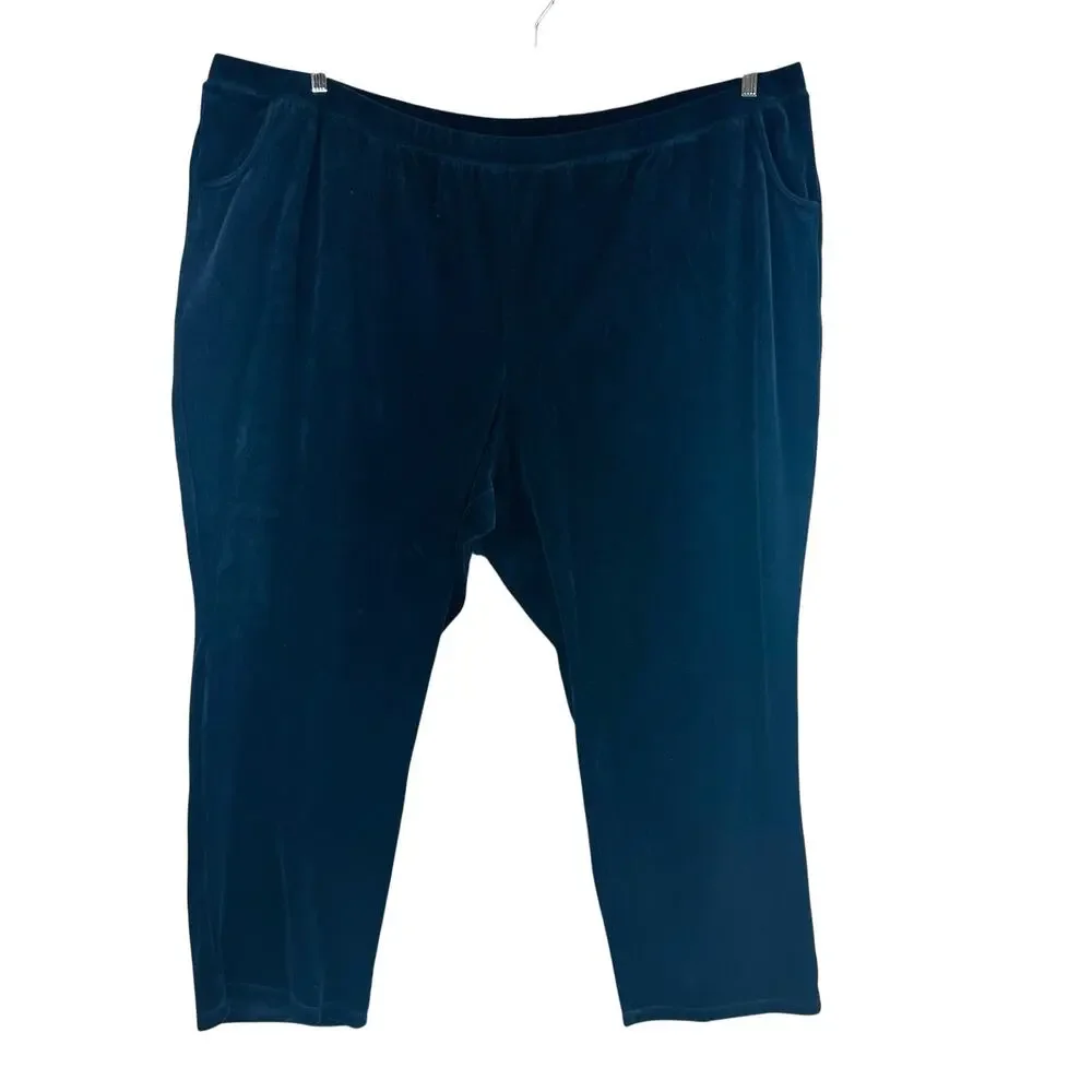 Catherines Womans Sz 5X Plus 34/26W Pull on Pants‎ Velvet Black Comfort